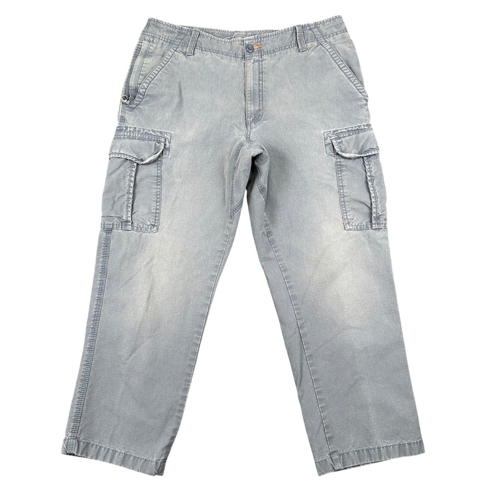 Y2K LL Bean Mens Cargo Pants 35x29 Faded Gray Baggy Skater Grunge‎ 100% Cotton